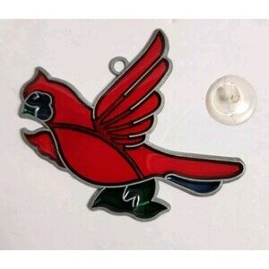 Red Cardinal Window Sun Catcher W Suction Cup Mount 4" NEW